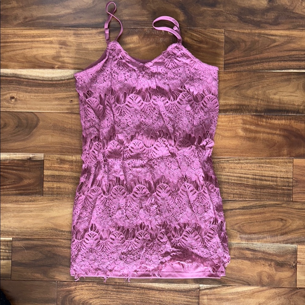 Lace Sleeveless Mini Dress in Pink